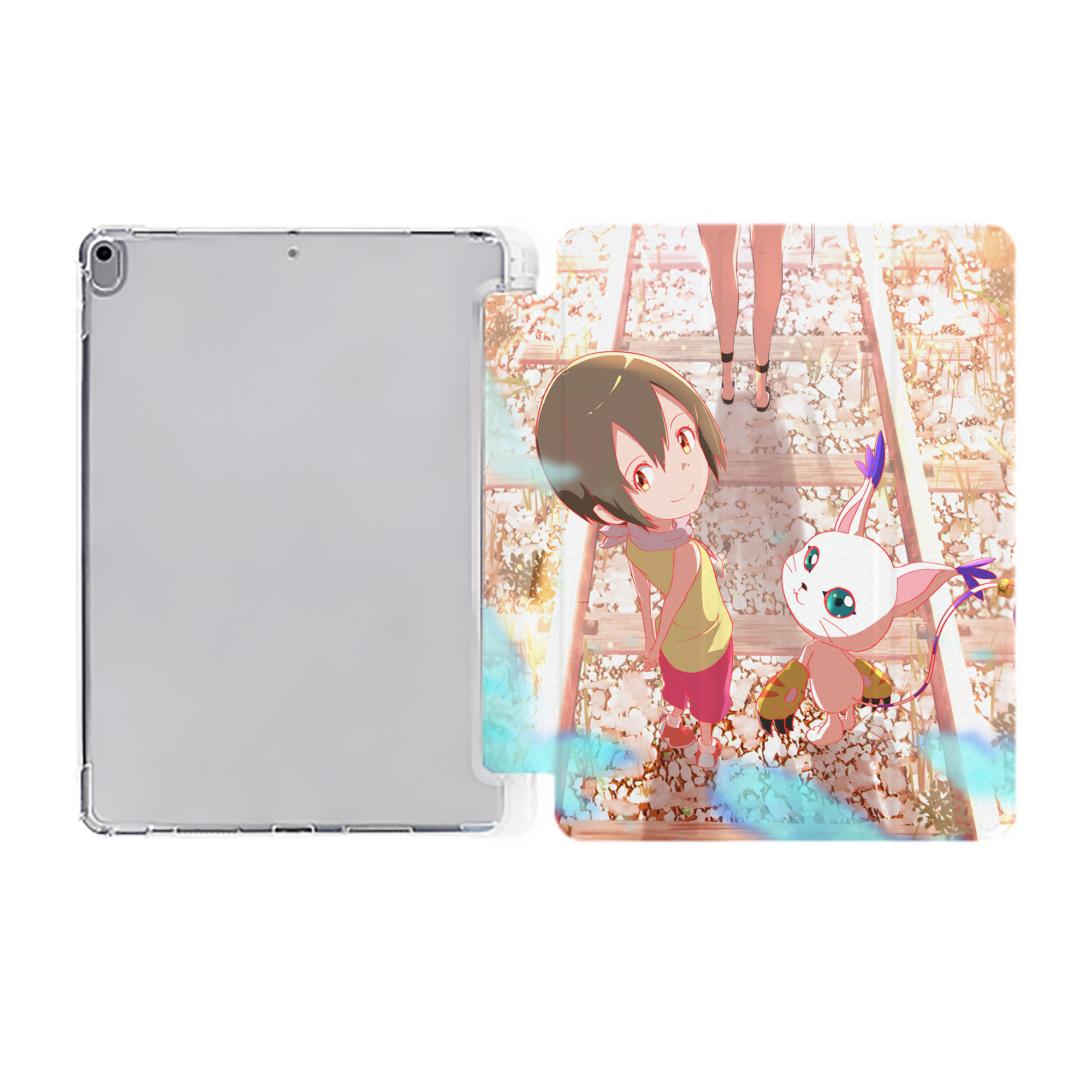 （画像用） Digimon デジタルモンスター/デジモン IPad ケース ペン収納付き 三つ折りスタンド PUレザー×シリコン 対応機種9.5/10.5/10.9インチ
